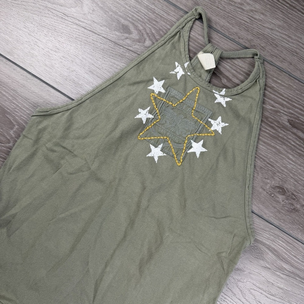 We‎ The Free Women's "Lieutenant" Sleeveless Distressed Star Tank Green Small